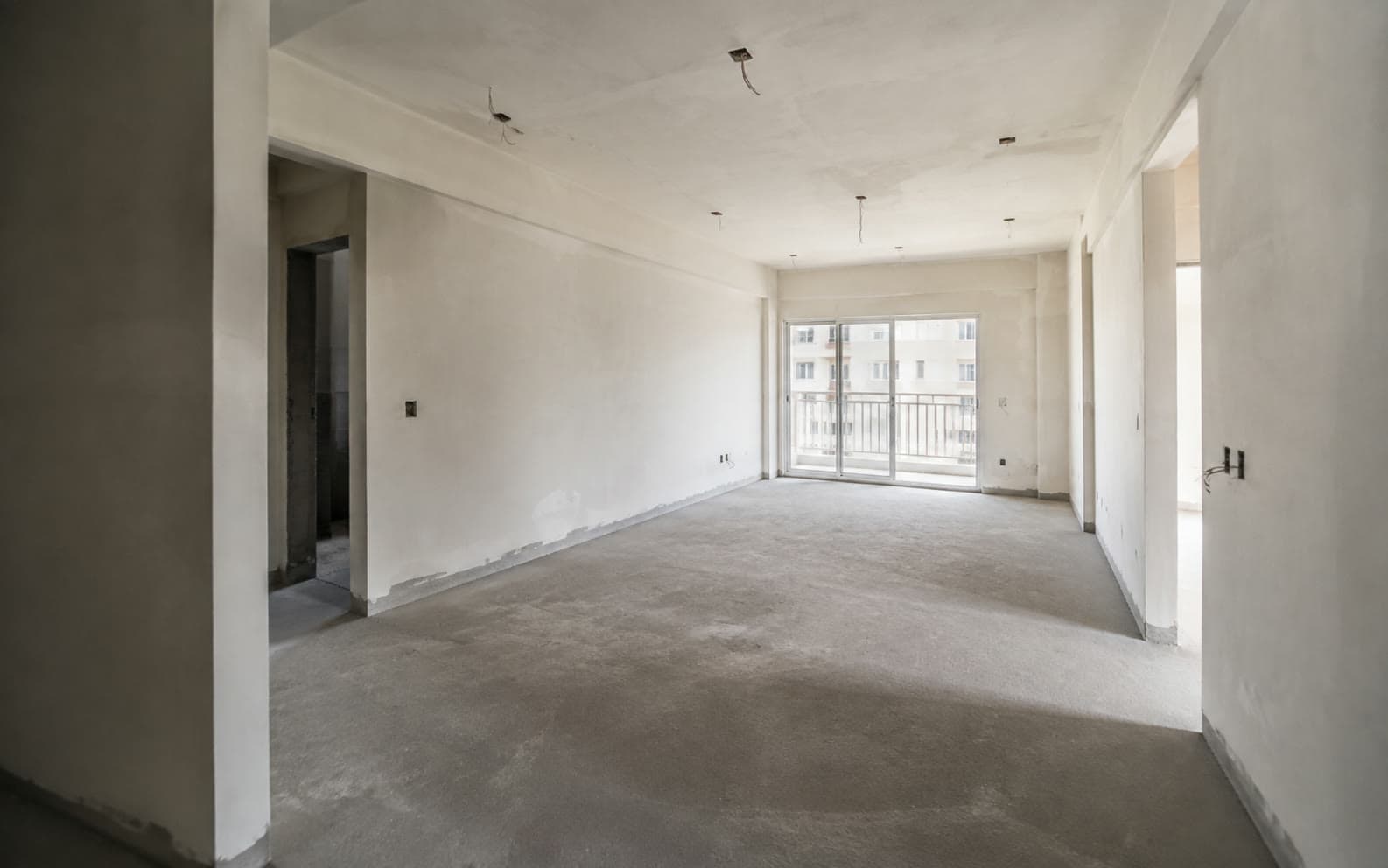 Unfinished apartment living room before interior work