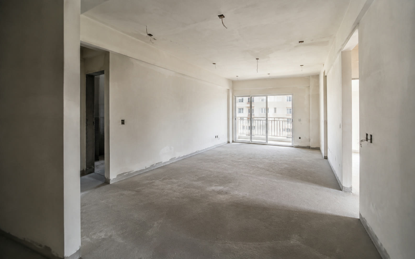 Unfinished apartment living room before interior work